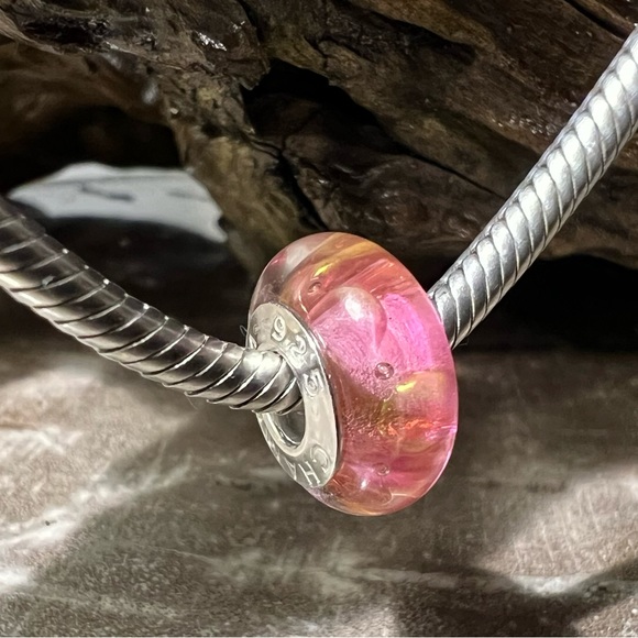 New Authentic Chamilia Murano- 24K Gold Collection Sunrise Gold Glass Bead Charm - Picture 5 of 7